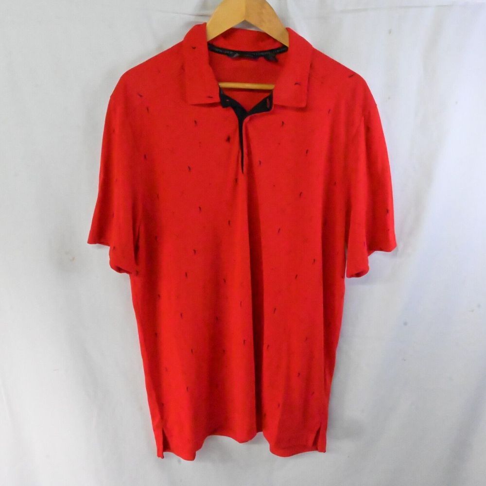 Adidas Adicross XL Red FI6505 Solf‎ Poly AOP Drive Golf S/S Mens Polo Shirt